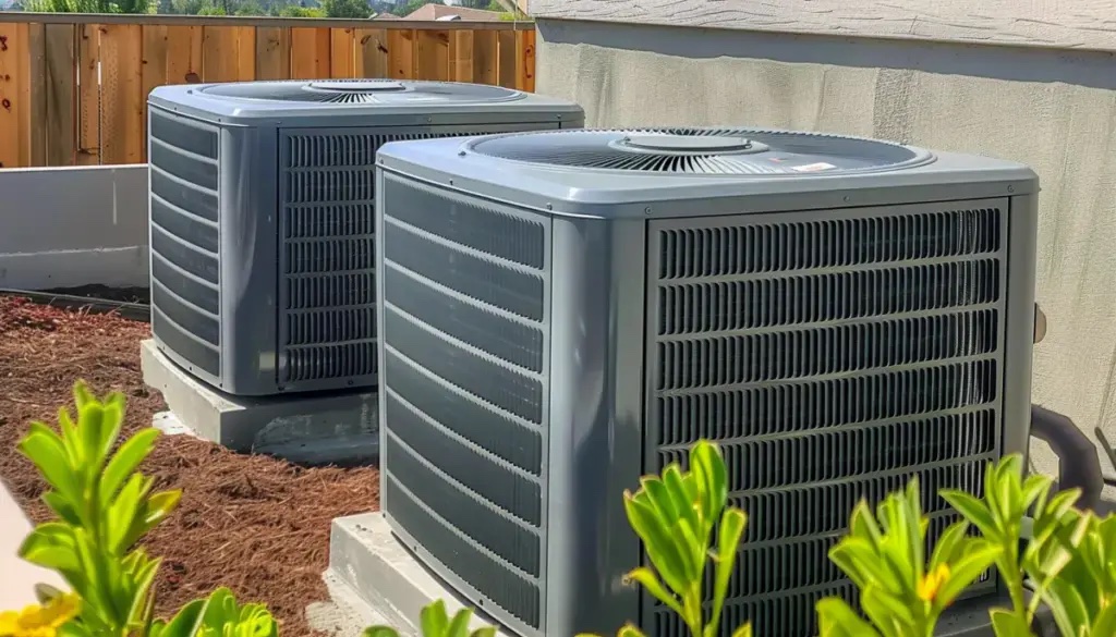 Outdoor HVAC condenser units
